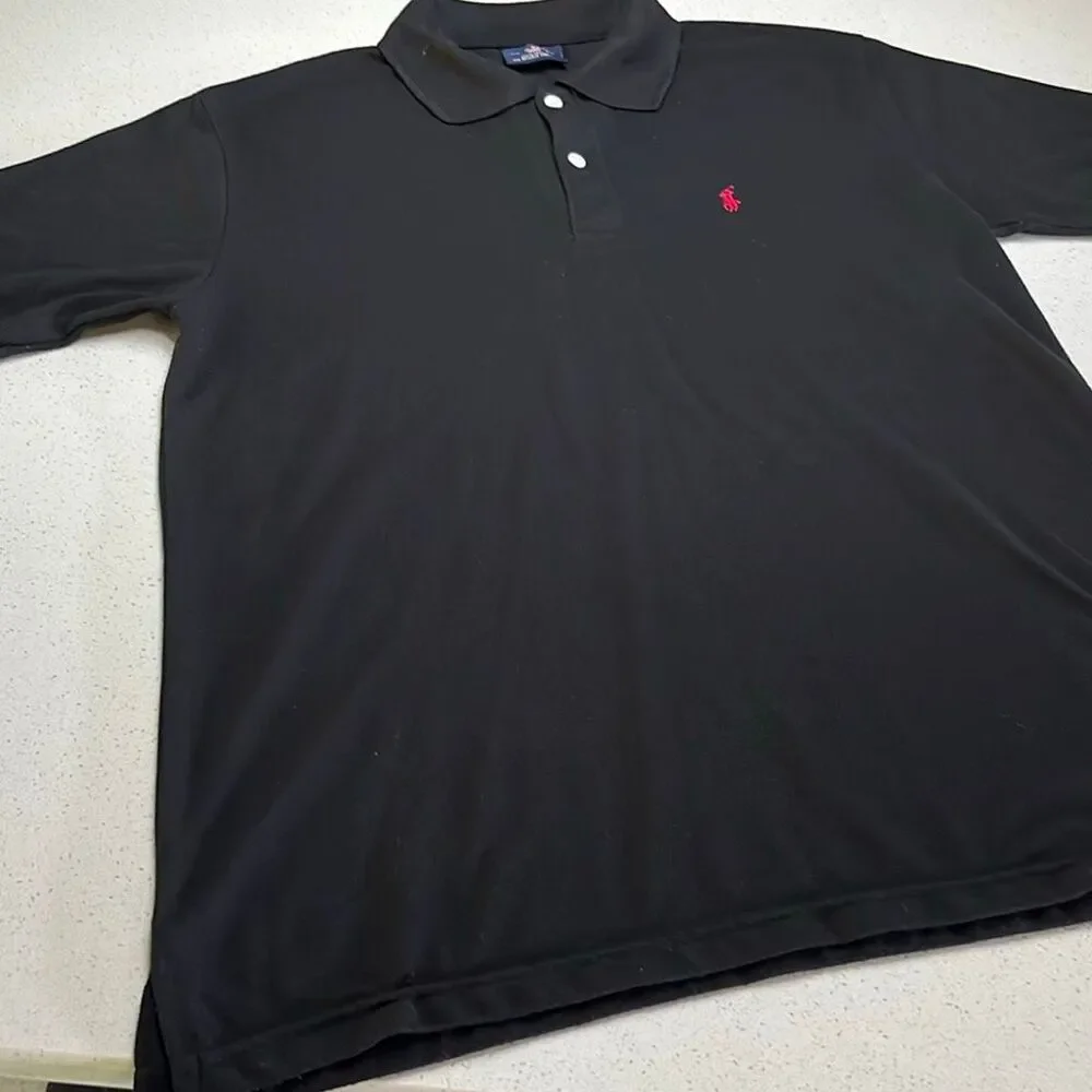 Polo Sport Ralph Lauren 100% Cotton Black Polo Shirt Mens Large